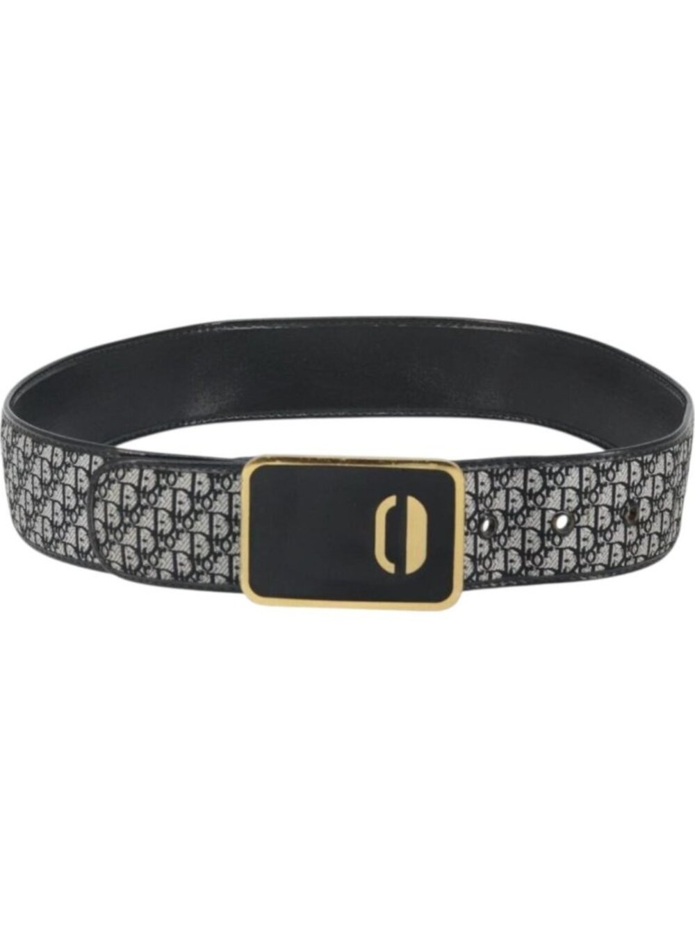 Christian Dior Trotter Canvas Belt 31.9" Black Gold